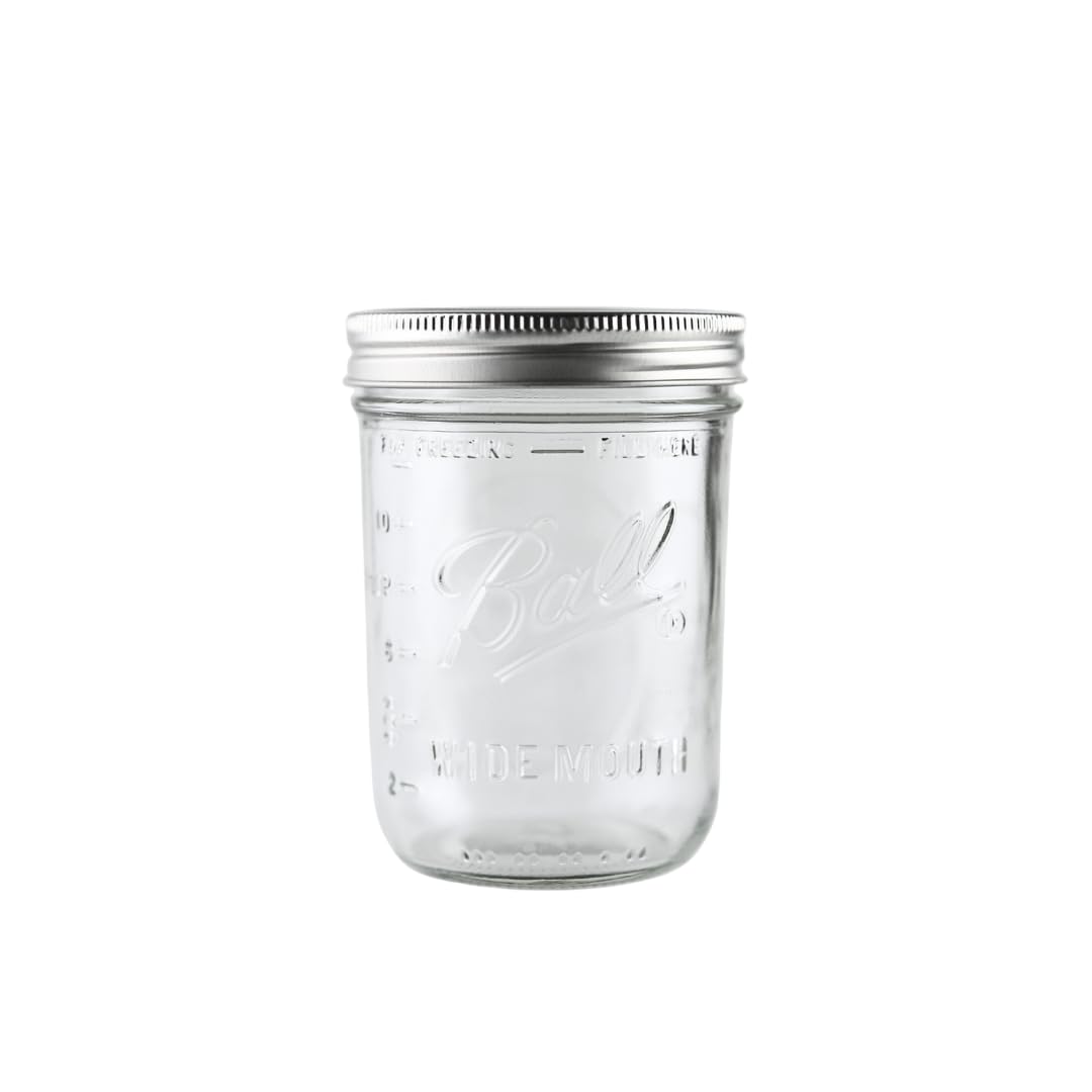 16oz Wide Mouth Glass Mason Jars with Lids & Bands, Set of 12 A2403