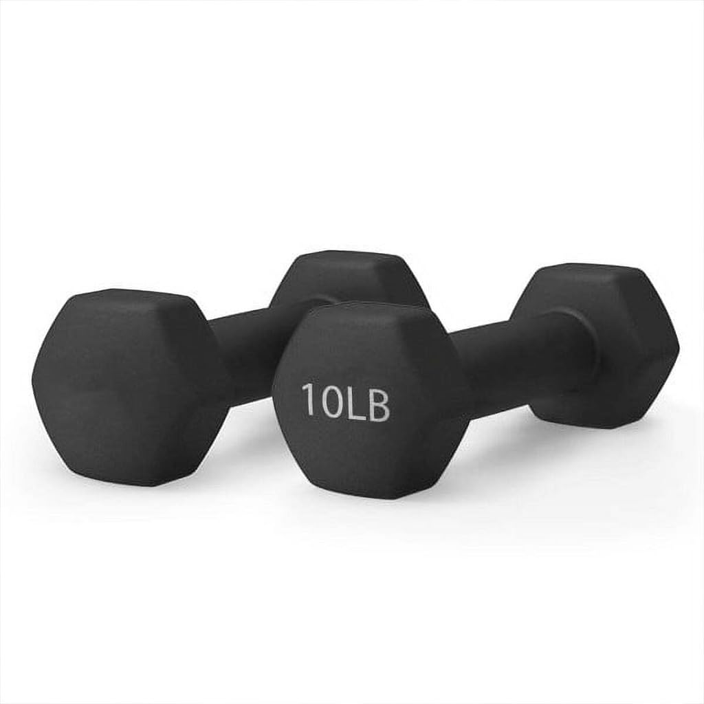 10 LBS Black Neoprene Hex Dumbbells U6240