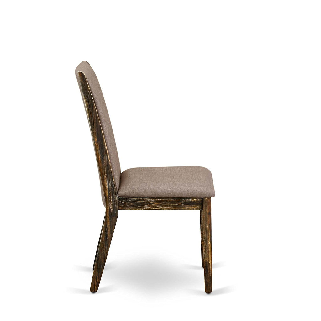 9 Piece Walnut Dining Table Set with Butterfly Leaf and 8 Dark Khaki Linen Fabric Chairs Y3447