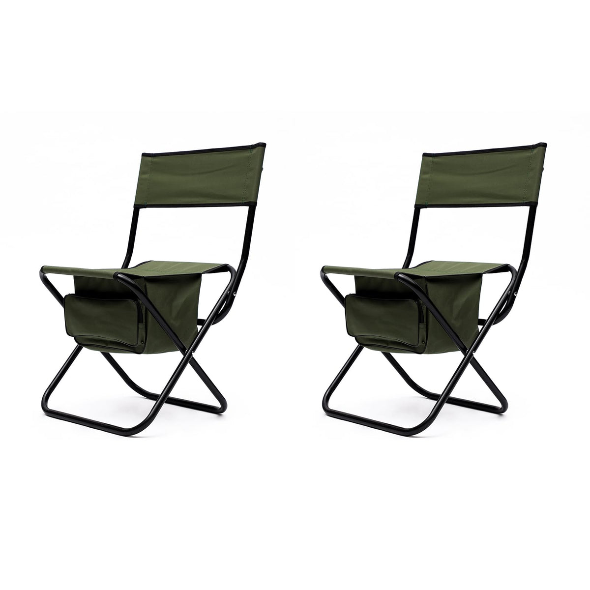 Folding Camping Chair with Storage Bag, 2 Pack, Green E637