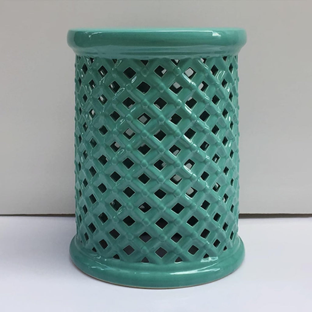 White Ceramic Decorative Garden Stool I466522