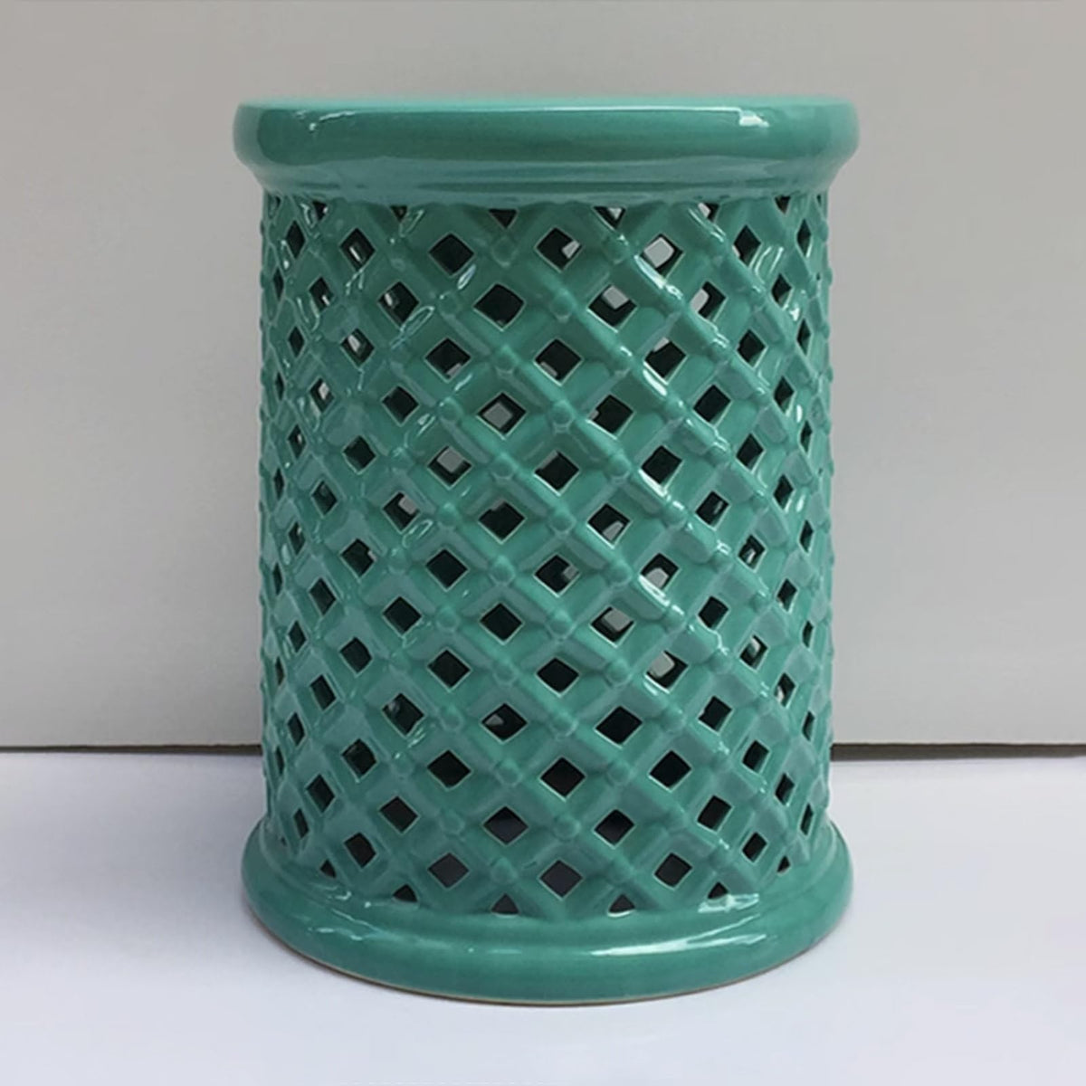 White Ceramic Decorative Garden Stool I466522