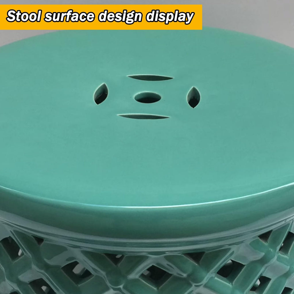 White Ceramic Decorative Garden Stool I466522