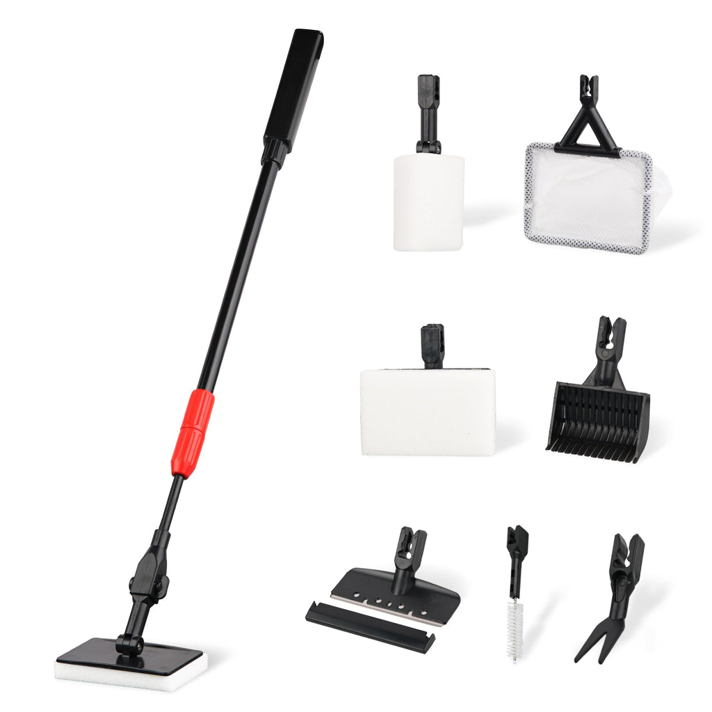7 in 1 Aquarium Cleaning Kit with Algae Scraper, Fish Net, Gravel Rake & Brush M3977