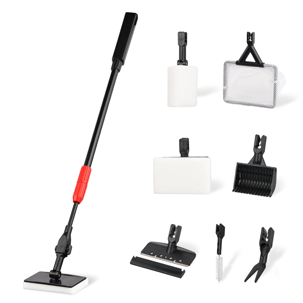 7 in 1 Aquarium Cleaning Kit with Algae Scraper, Fish Net, Gravel Rake & Brush M3977