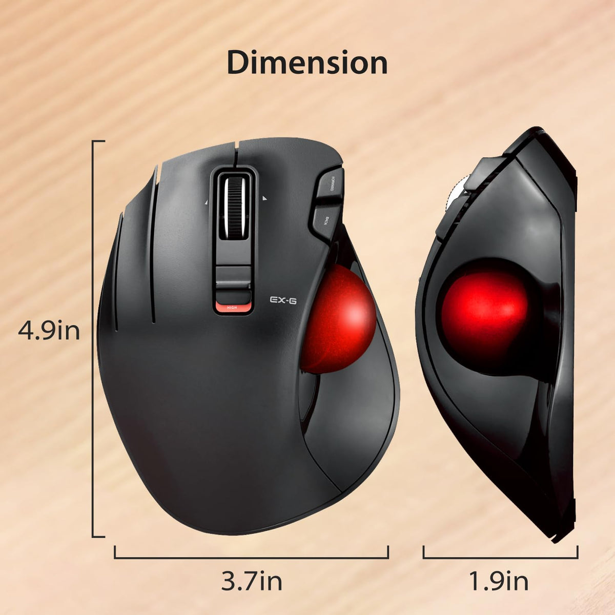 Wireless Left Handed Thumb Control Trackball Mouse Q950