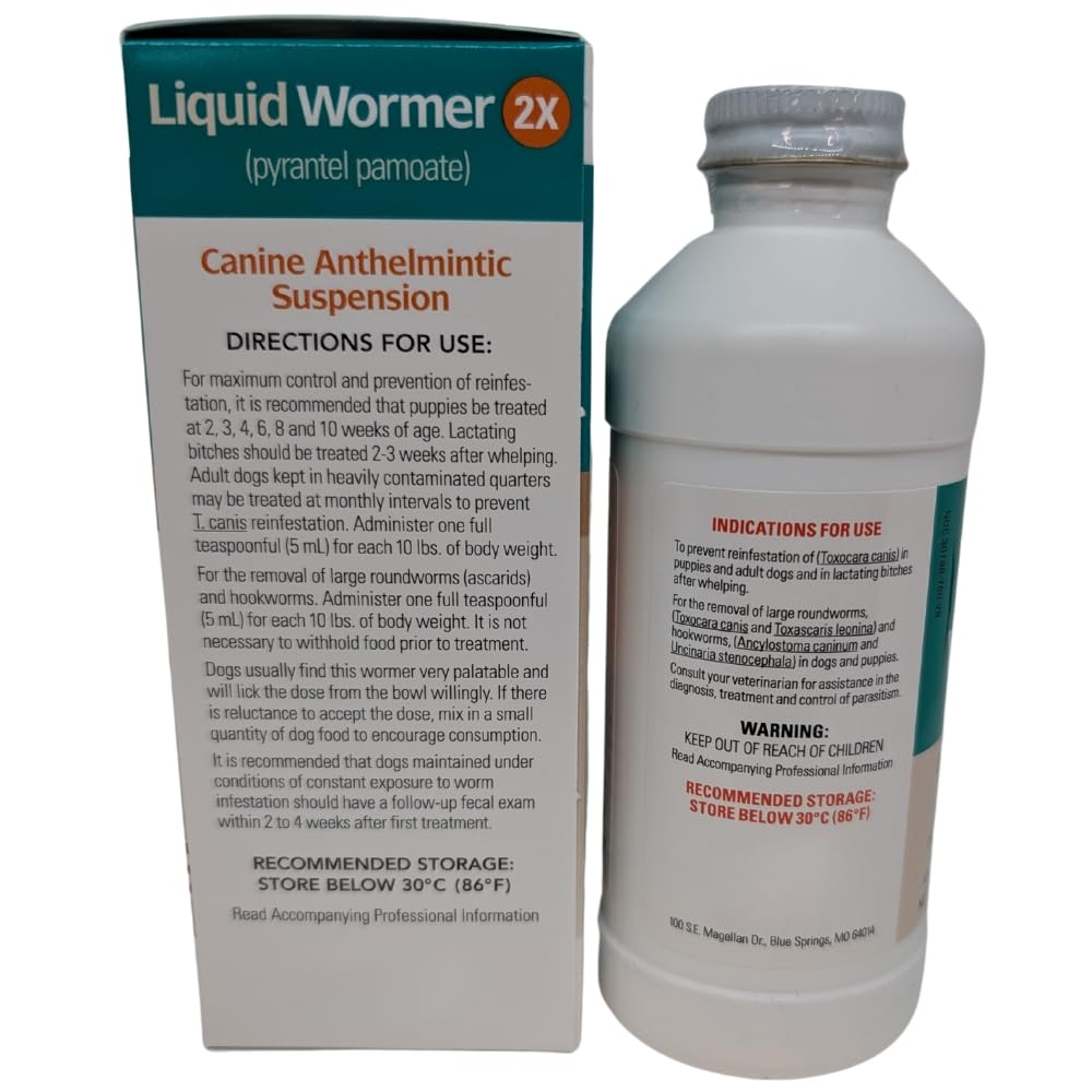 8 oz Pyrantel Pamoate Liquid Wormer for Dogs and Puppies Z454