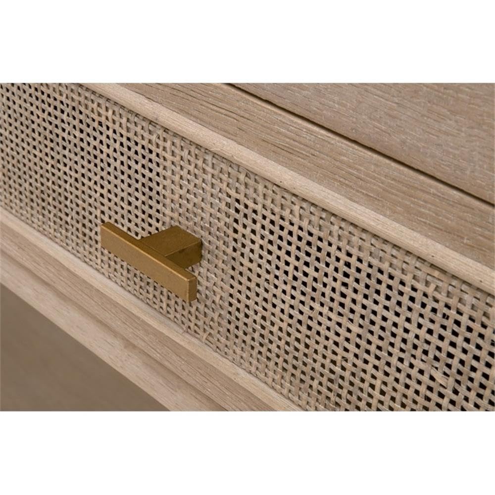 50.5 in Wide Solid Reclaimed Oak Wood and Cane Console Table I740