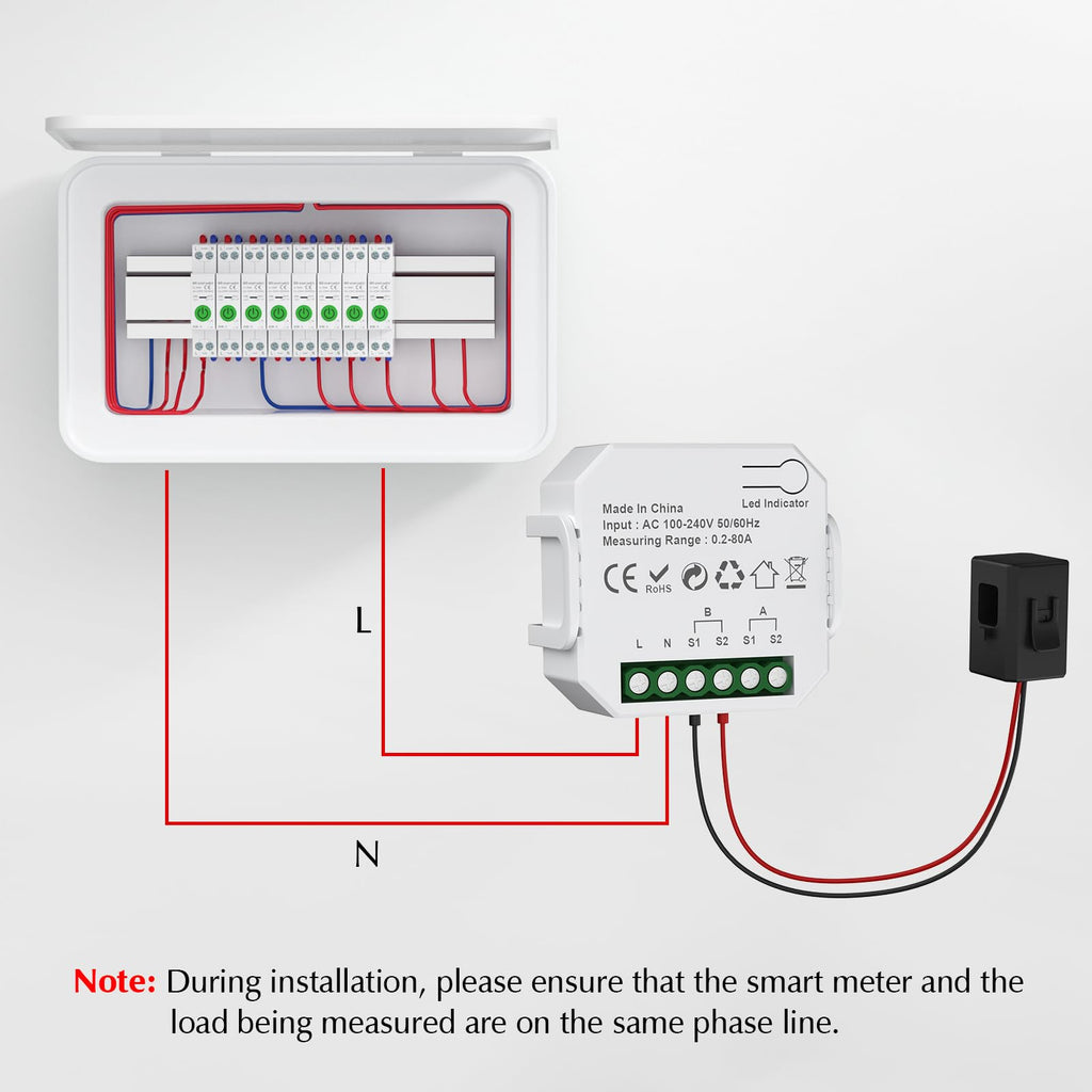 1-Channel WiFi Power Meter 80A Smart Energy Monitor J14248