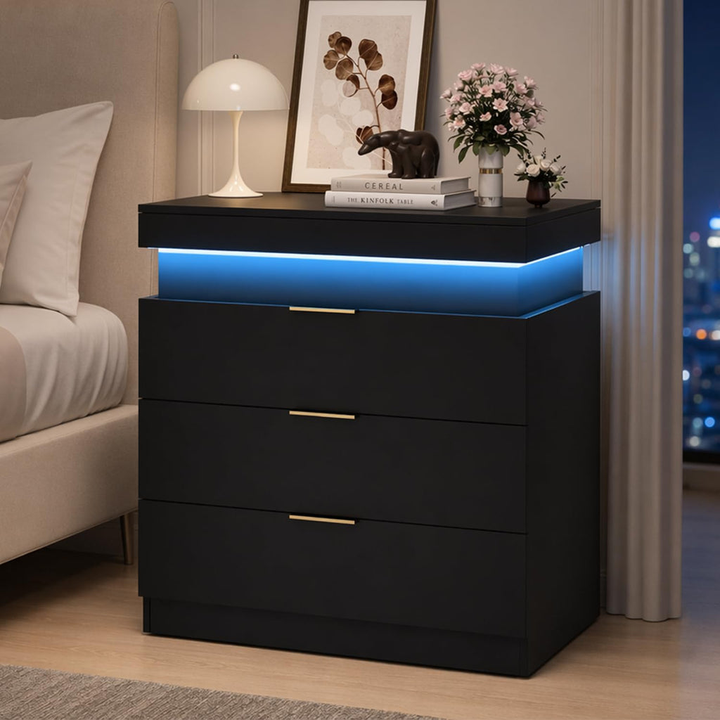 LED Smart Nightstand with Charging Station & RGB Lights I8250