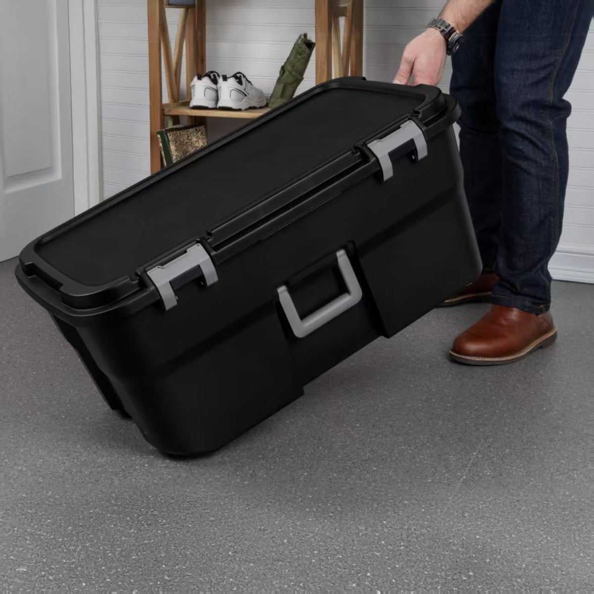 Black Wheeled Lockable Footlocker C828568
