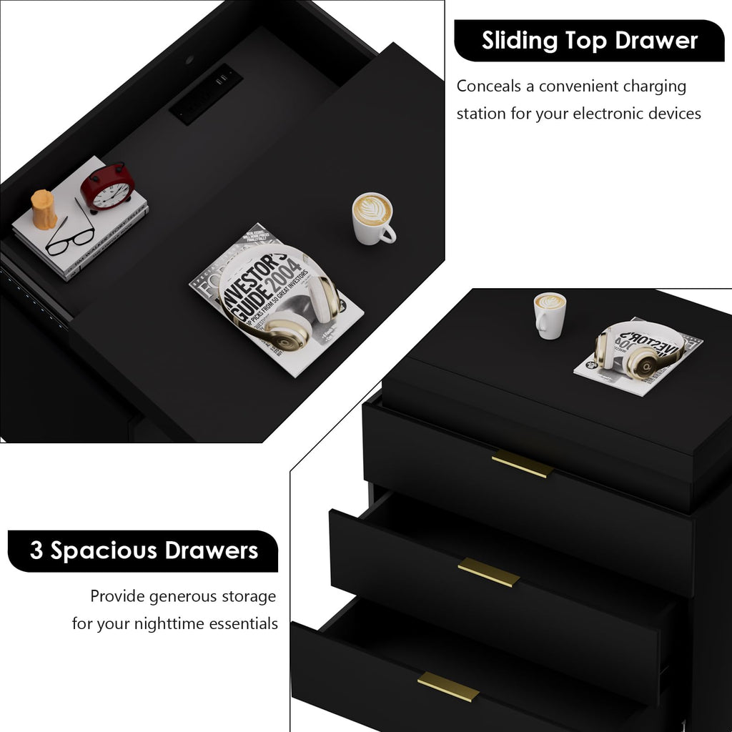 LED Smart Nightstand with Charging Station & RGB Lights I8250