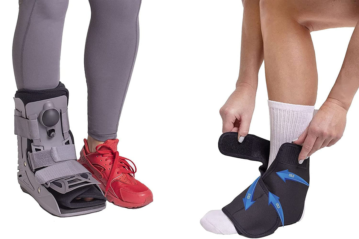 Ultra Light Short Full Shell Walking Boot + Ankle & Foot Reusable Ice Pack M412