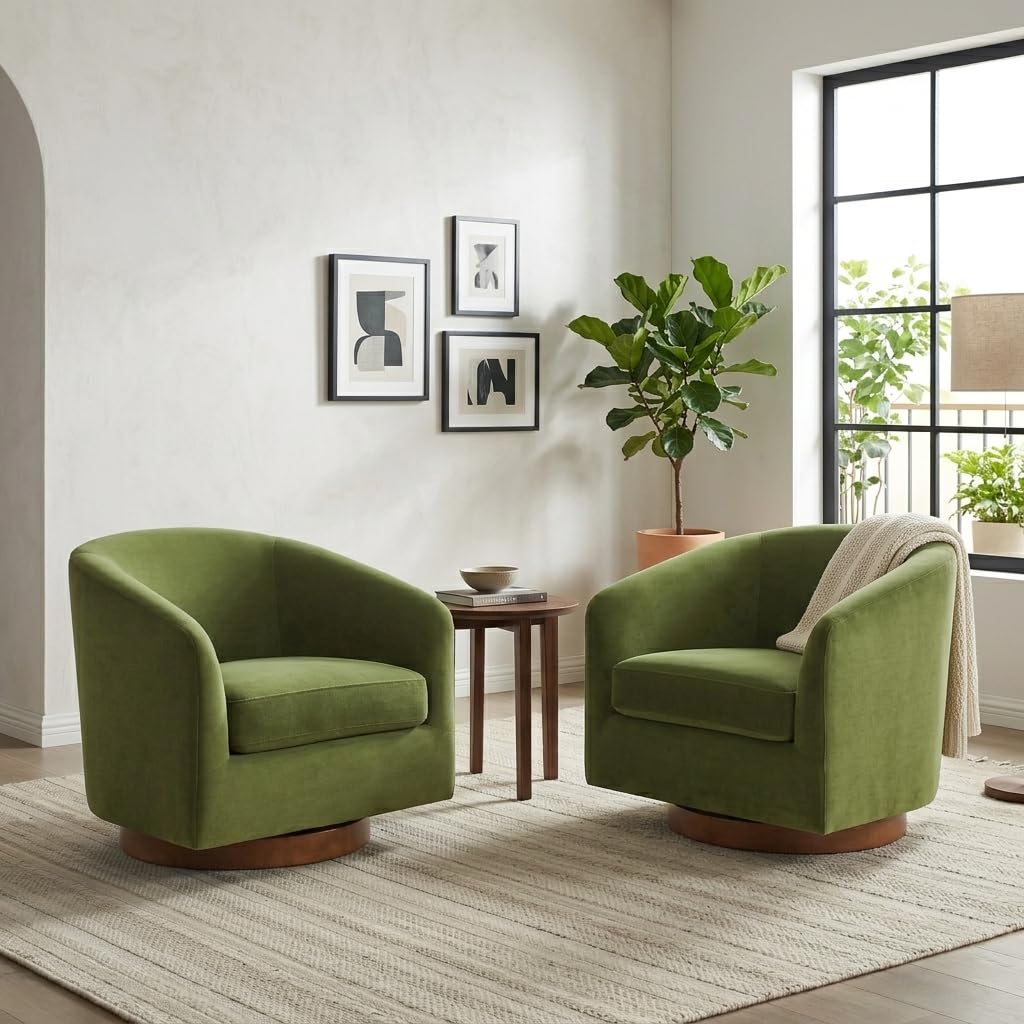 Forest Green Swivel Accent Chair Set 2 P20017