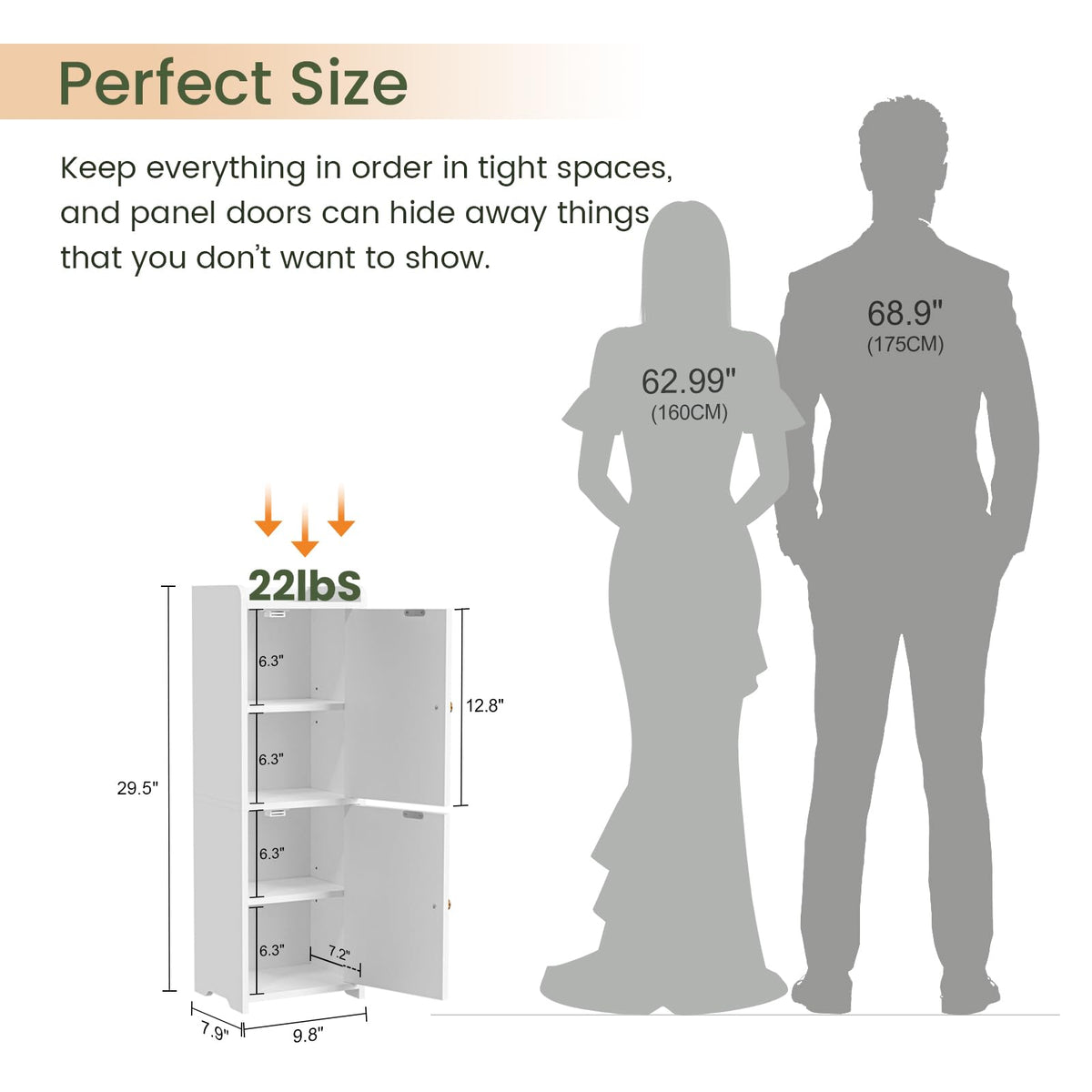 White Bathroom Storage Cabinet with 2 Doors P75113
