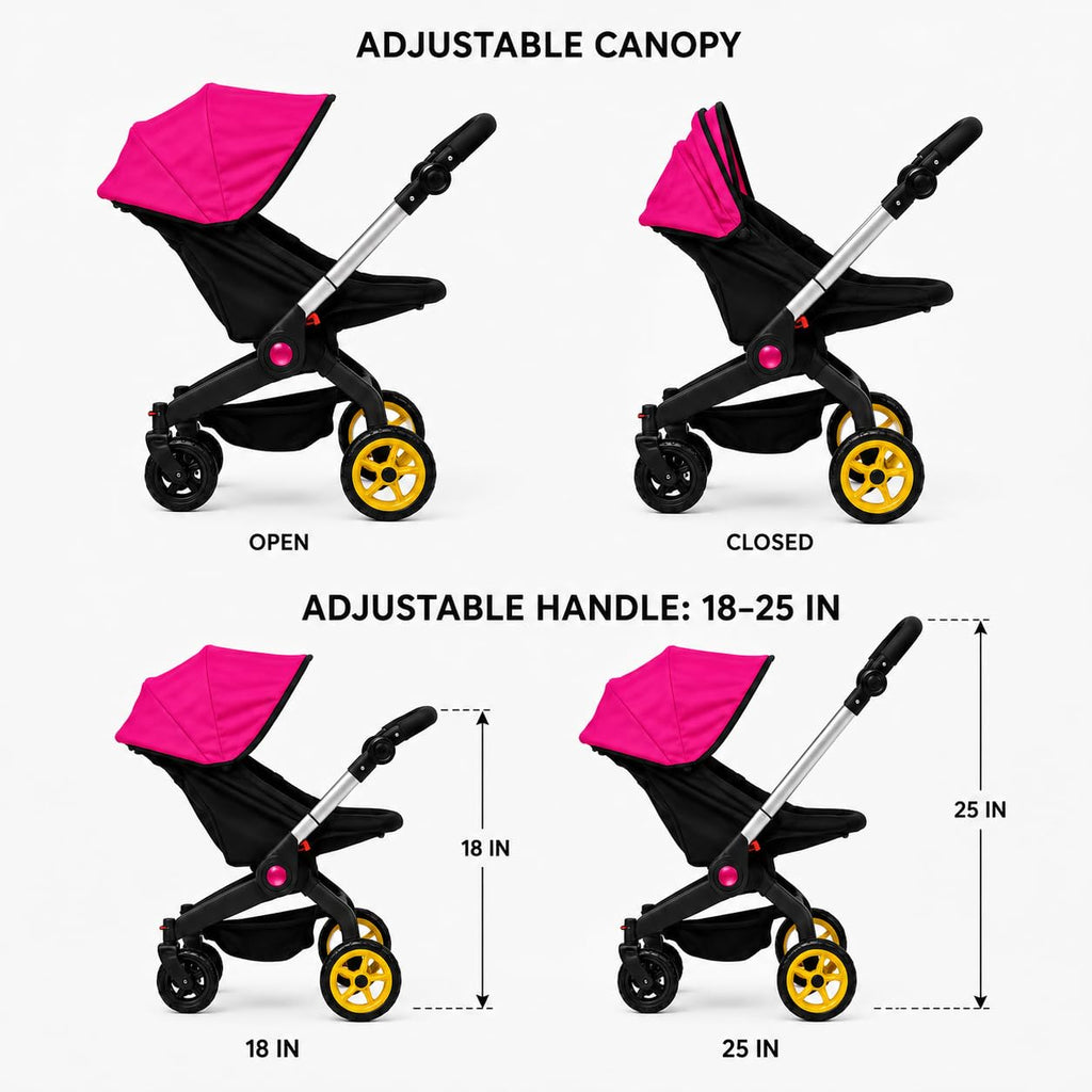 Pink Convertible 2 in 1 Doll Stroller and Car Seat Y2708