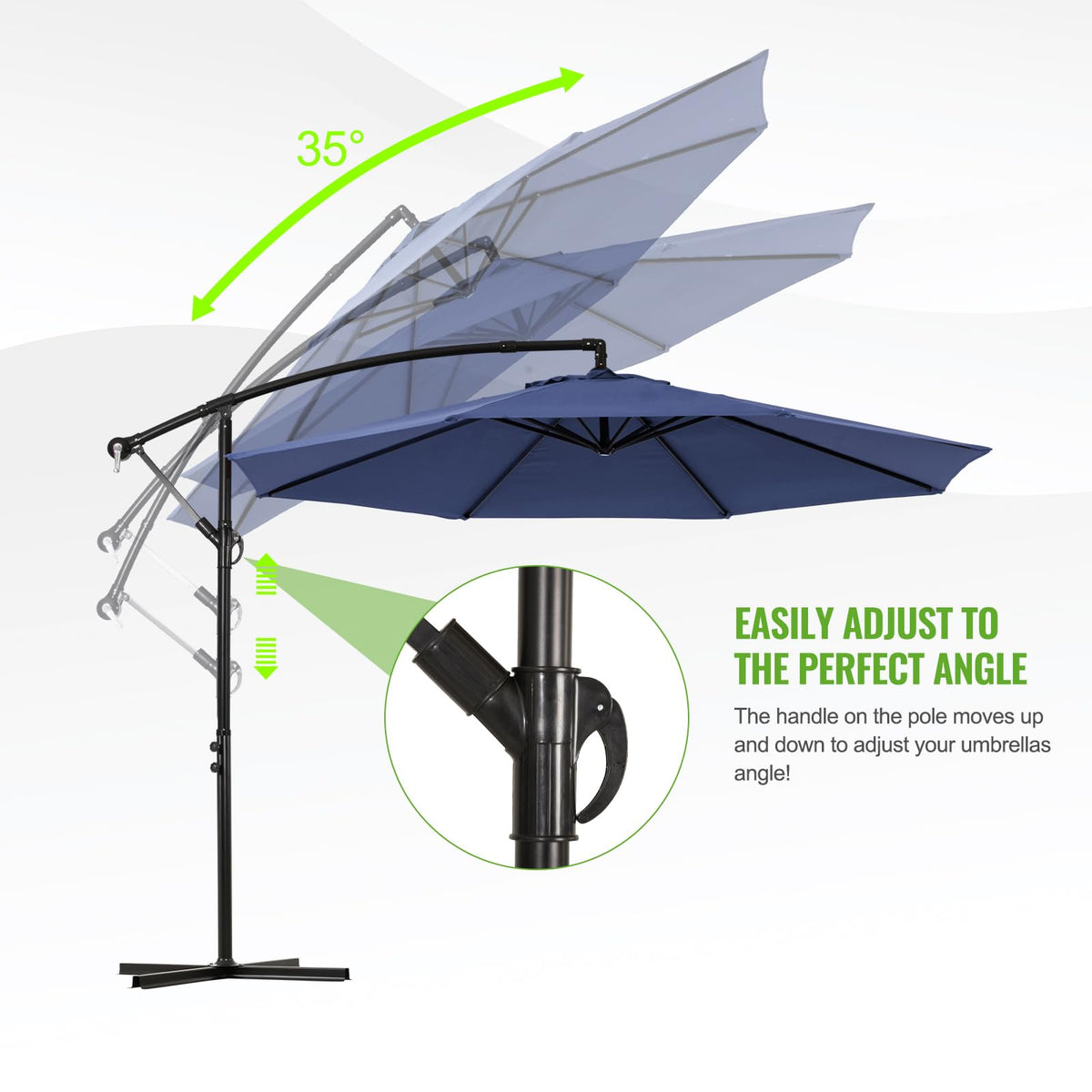 10ft Offset Hanging Patio Umbrella with Crank Lift & Tilt W330673