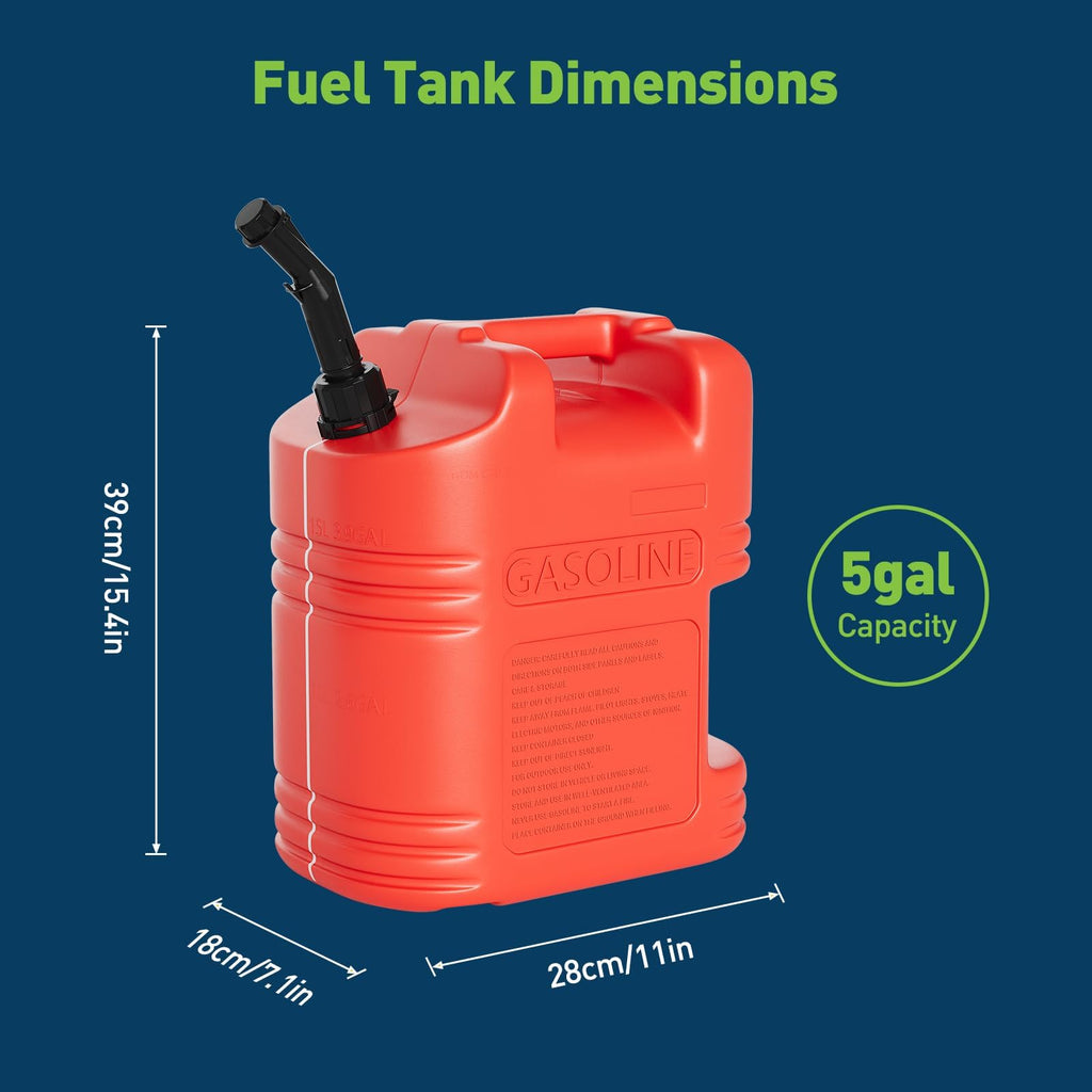 40L Portable Transfer Tank 5 Gal with L-Shaped Handle Red 4PC Q979441