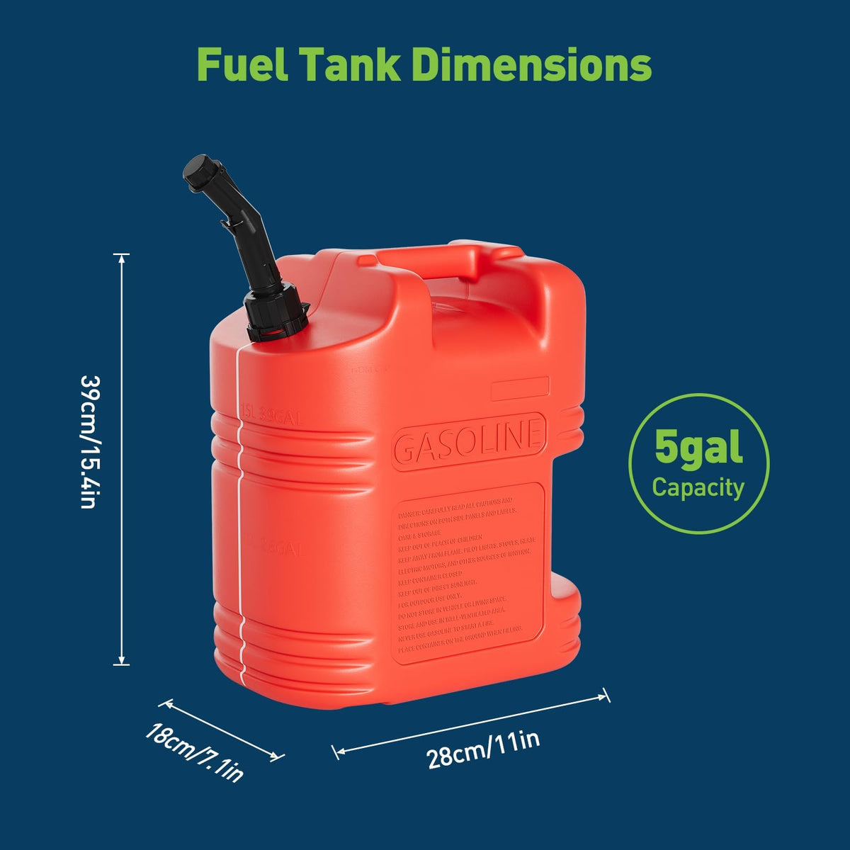40L Portable Transfer Tank 5 Gal with L-Shaped Handle Red 4PC Q979441