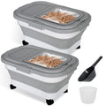 2 Pack 15Lbs Collapsible Airtight Pet Food Storage Container with Scoops D7300