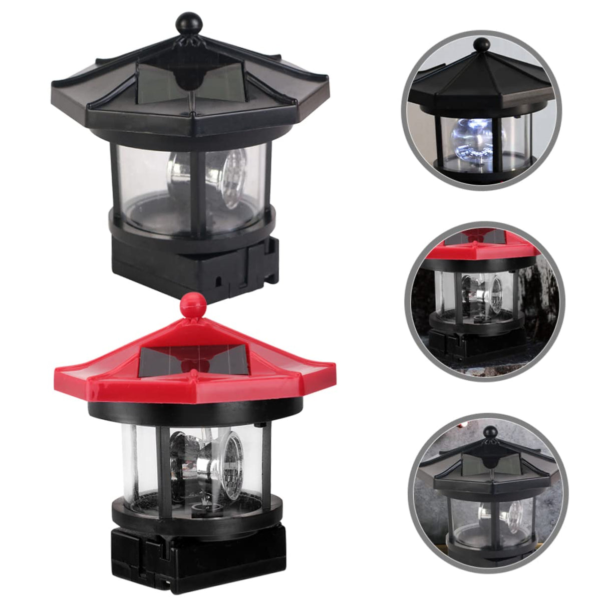 Solar Lighthouse Rotating Lamp Resin Garden Decorative Lights D1610