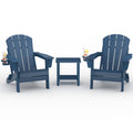 HDPE Folding Adirondack Chair Set of 2 with Side Table, Navy Blue T8185