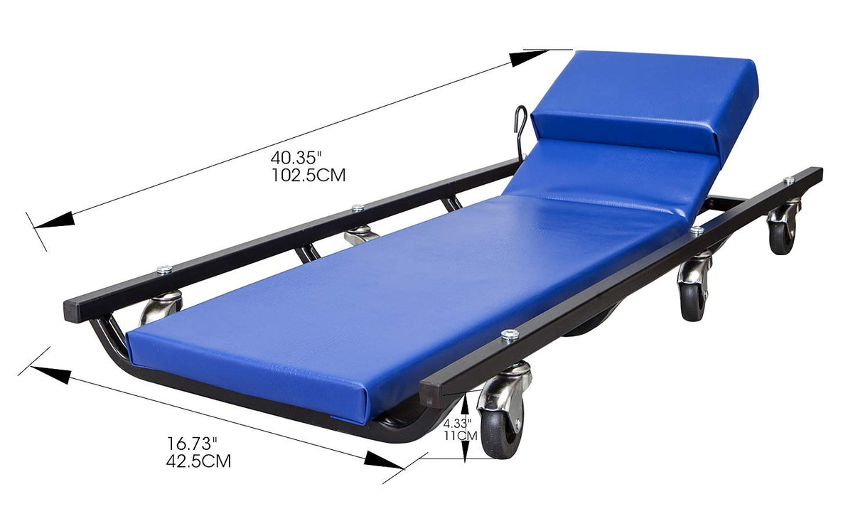 40" Padded Mechanic Creeper with 6 Casters, Blue H514