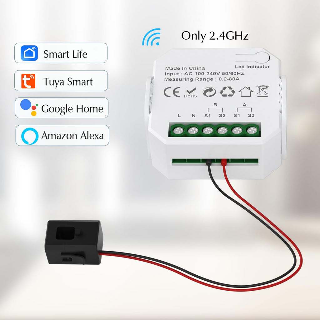 1-Channel WiFi Power Meter 80A Smart Energy Monitor J14248