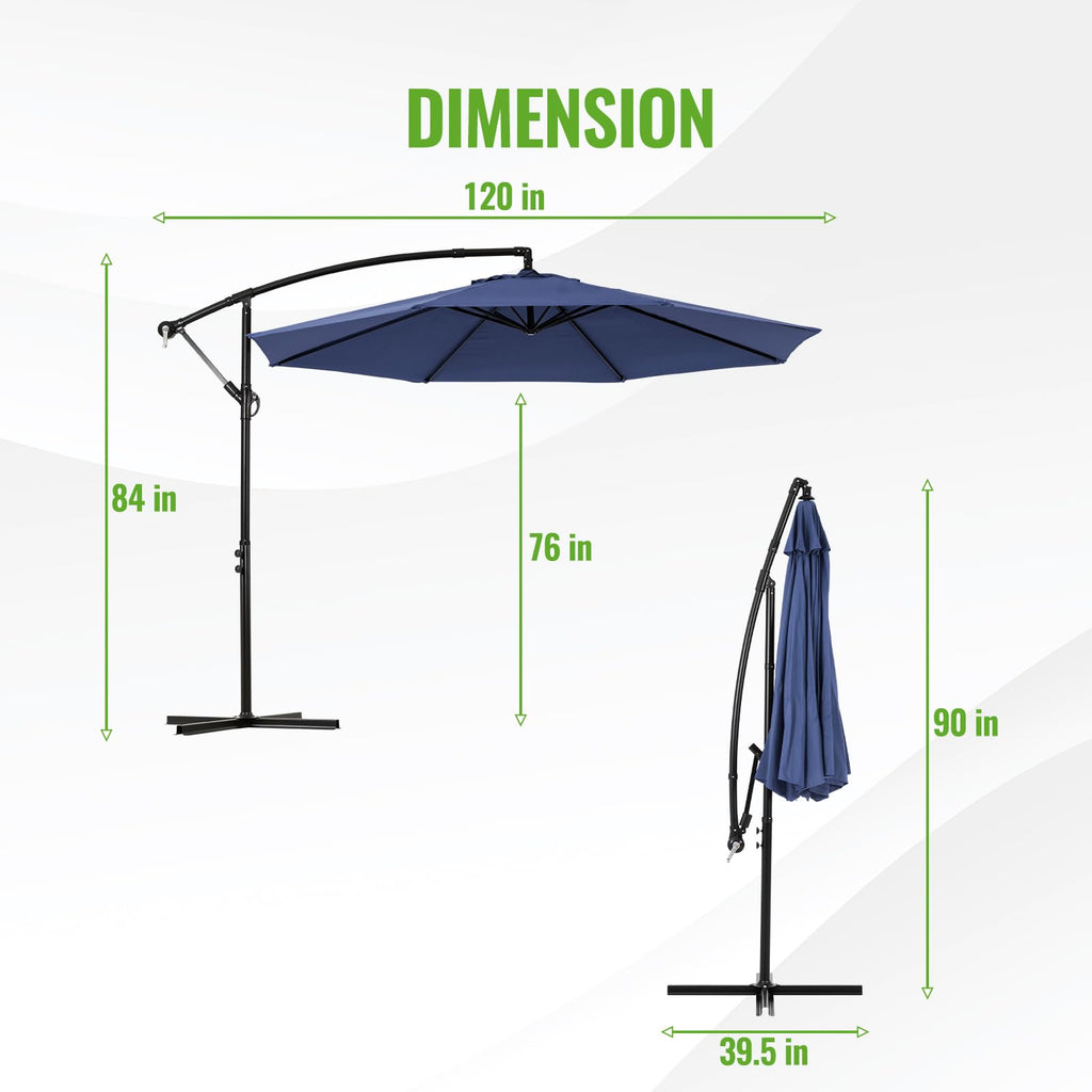 10ft Offset Hanging Patio Umbrella with Crank Lift & Tilt W330673