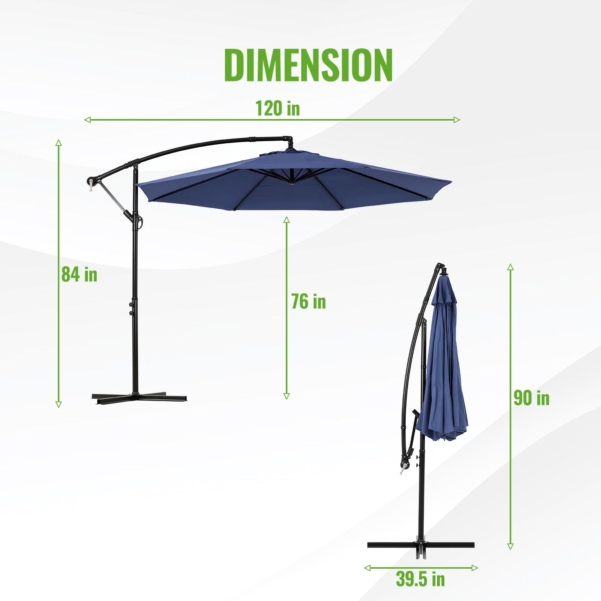 10ft Offset Hanging Patio Umbrella with Crank Lift & Tilt W330673