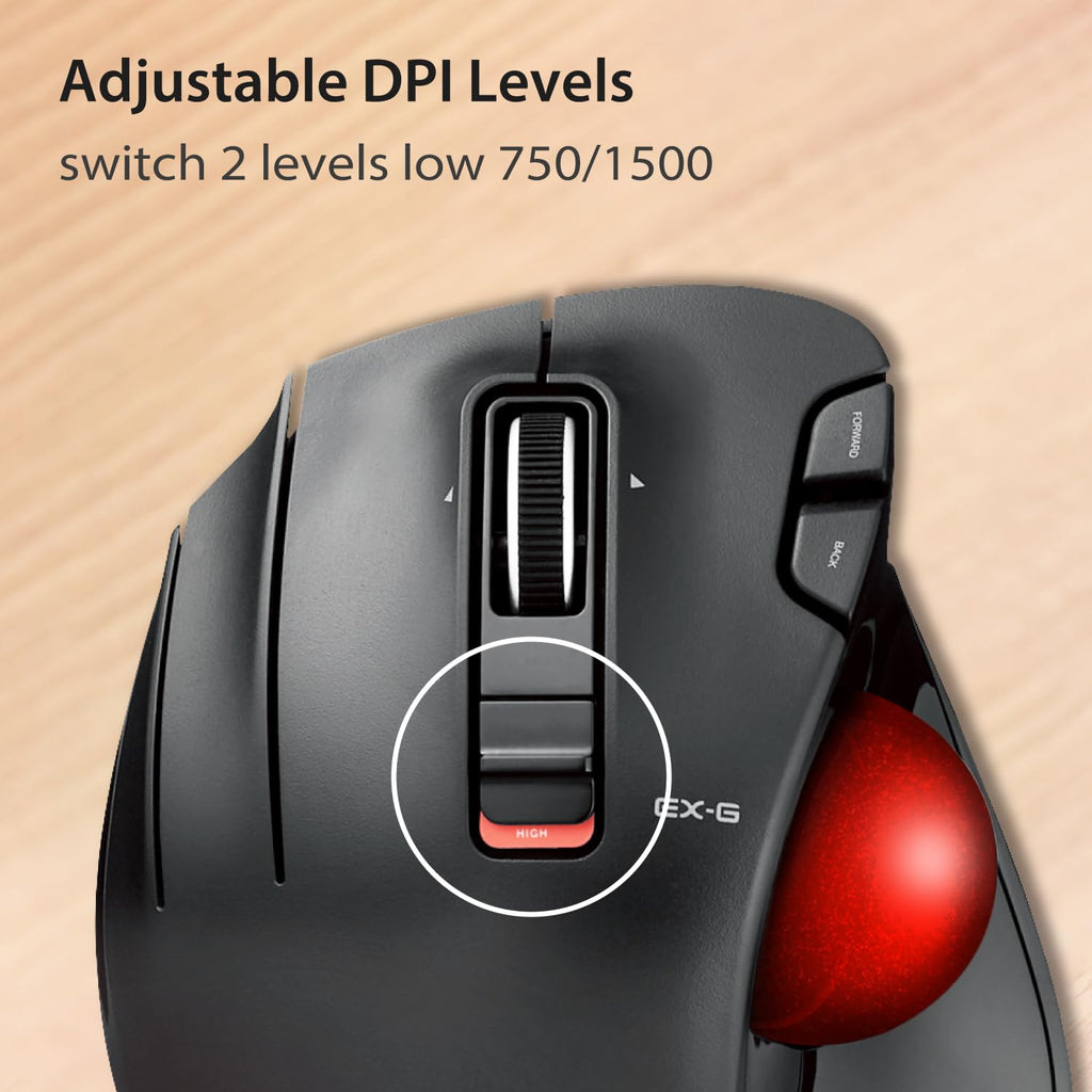 Wireless Left Handed Thumb Control Trackball Mouse Q950