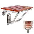 Teak Wood Wall Mounted Folding Shower Seat and Bench 350lb Capacity C641407