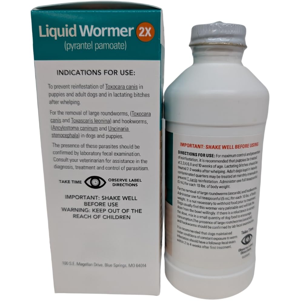 8 oz Pyrantel Pamoate Liquid Wormer for Dogs and Puppies Z454