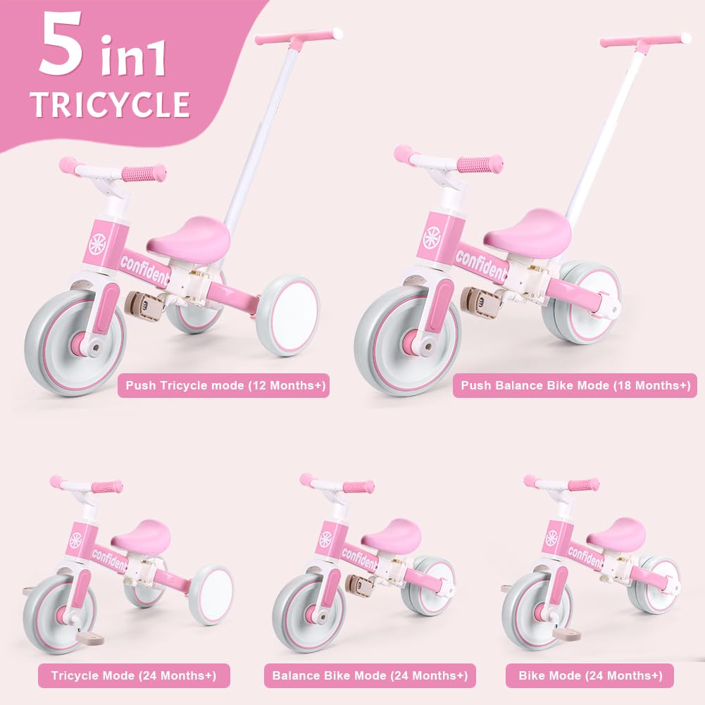 Tricycle for Toddlers 1-3 Year Olds, 5 in 1 Toddler Balance Bike X29648