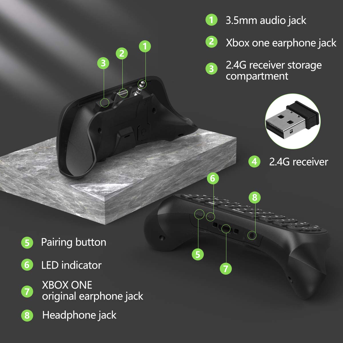 Green Backlight Keyboard for Xbox Gaming Controller V608280
