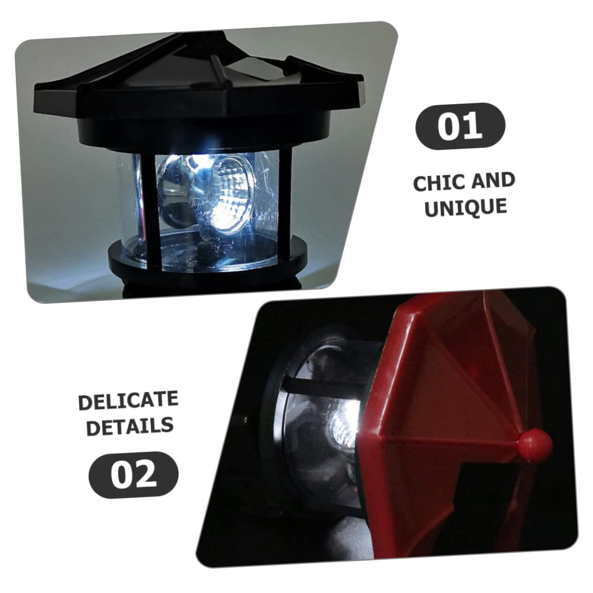 Solar Lighthouse Rotating Lamp Resin Garden Decorative Lights D1610