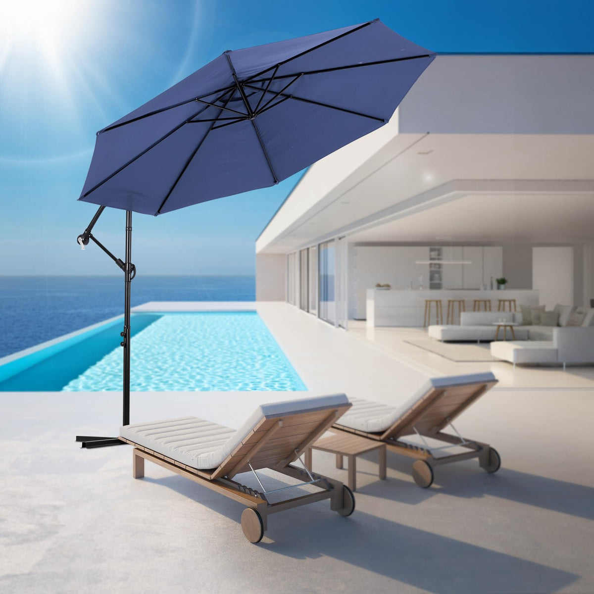 10ft Offset Hanging Patio Umbrella with Crank Lift & Tilt W330673