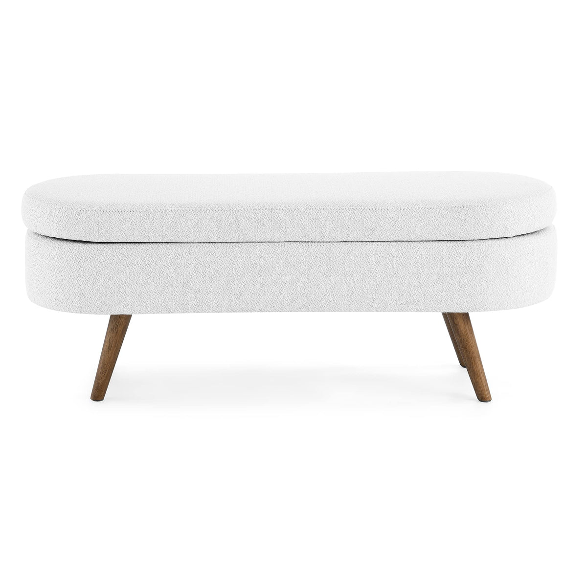White Storage Bench with Rubber Wood Legs L949