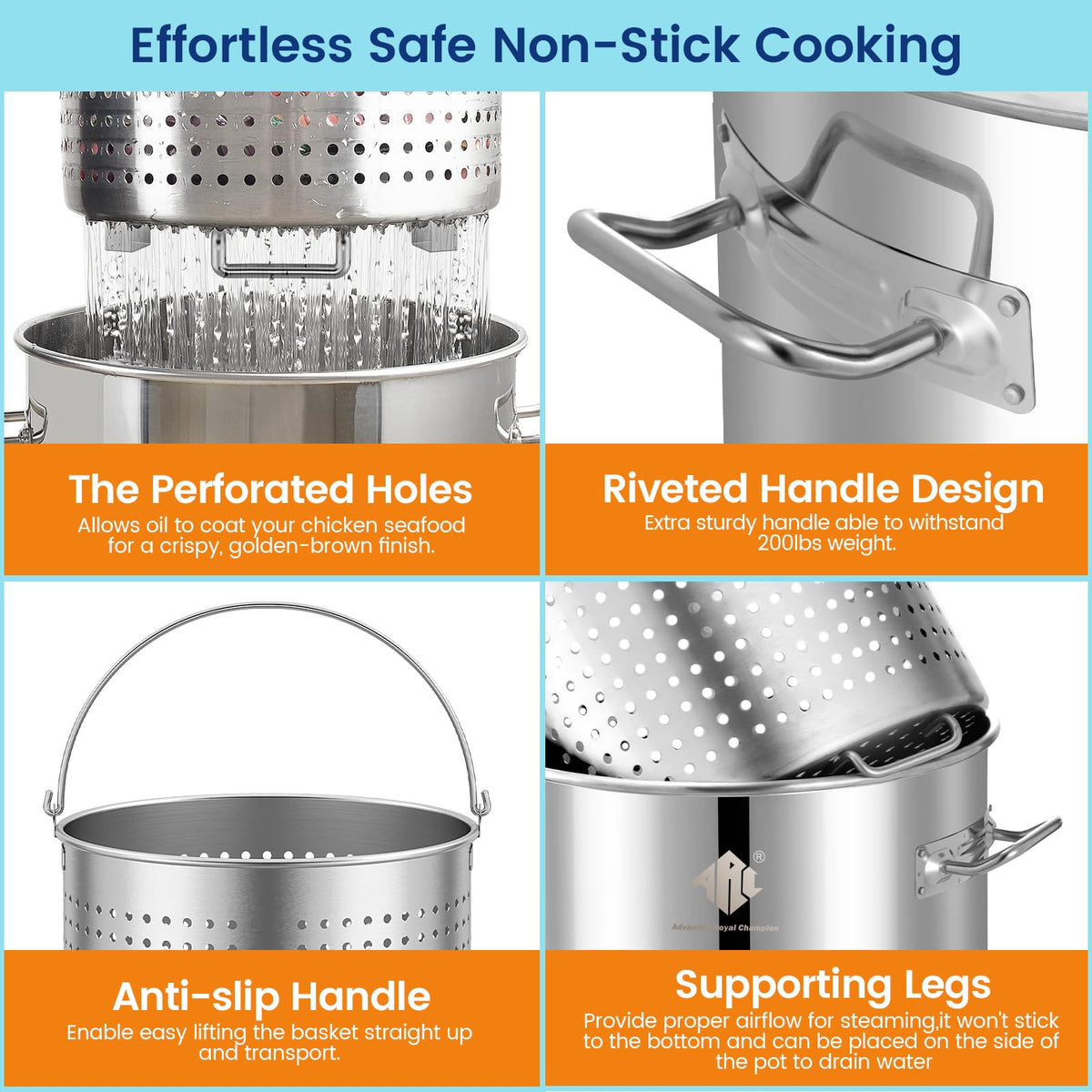 40QT Stainless Steel Stockpot with Basket K617