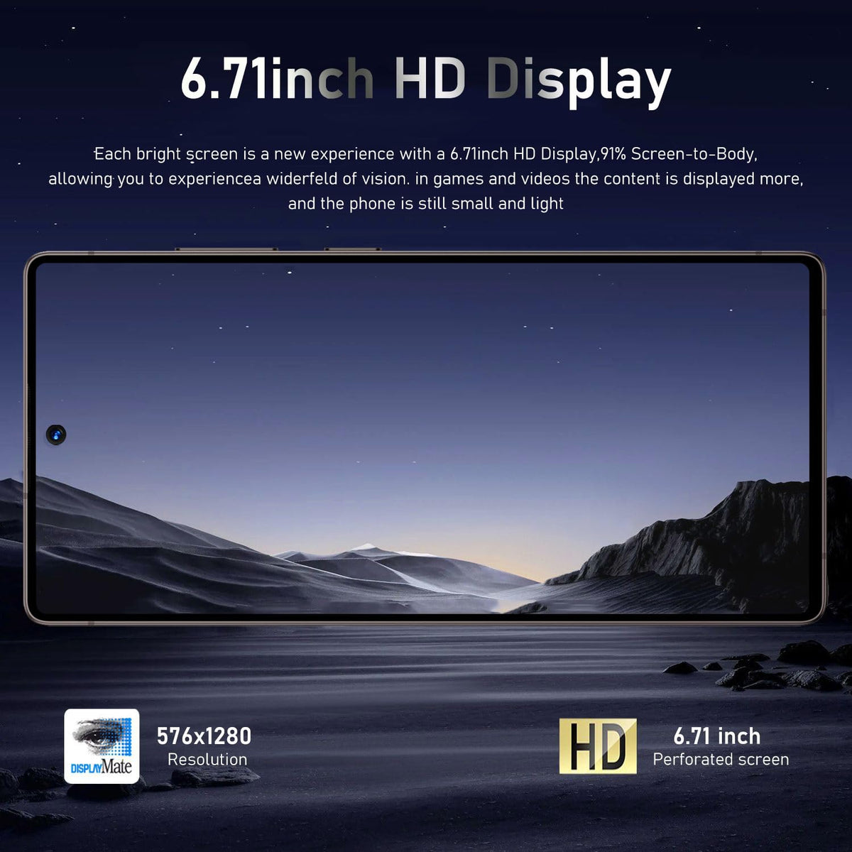 Unlocked Android Smartphone 6.71" HD Screen 2GB+16GB Black M9909