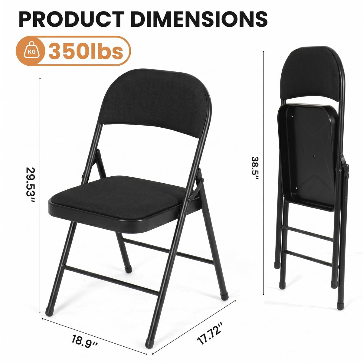 10 Pack Black Padded Folding Chairs Z327198