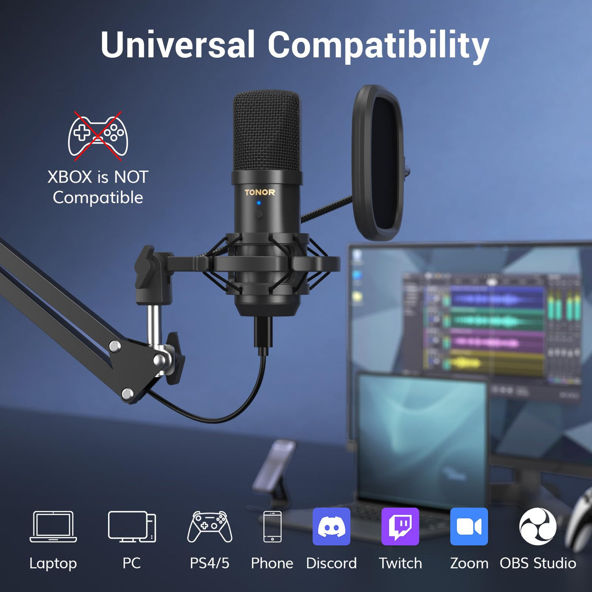 USB Condenser Microphone with Boom Arm Kit E46846