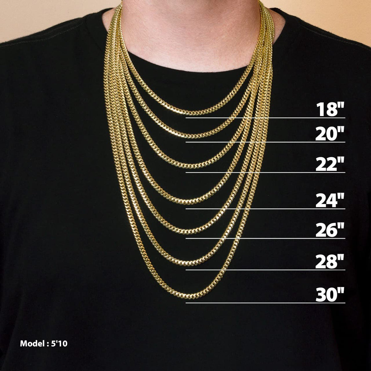 4mm 6mm Gold Plated Stainless Steel Cuban Link Chain Necklace Bracelet L55509
