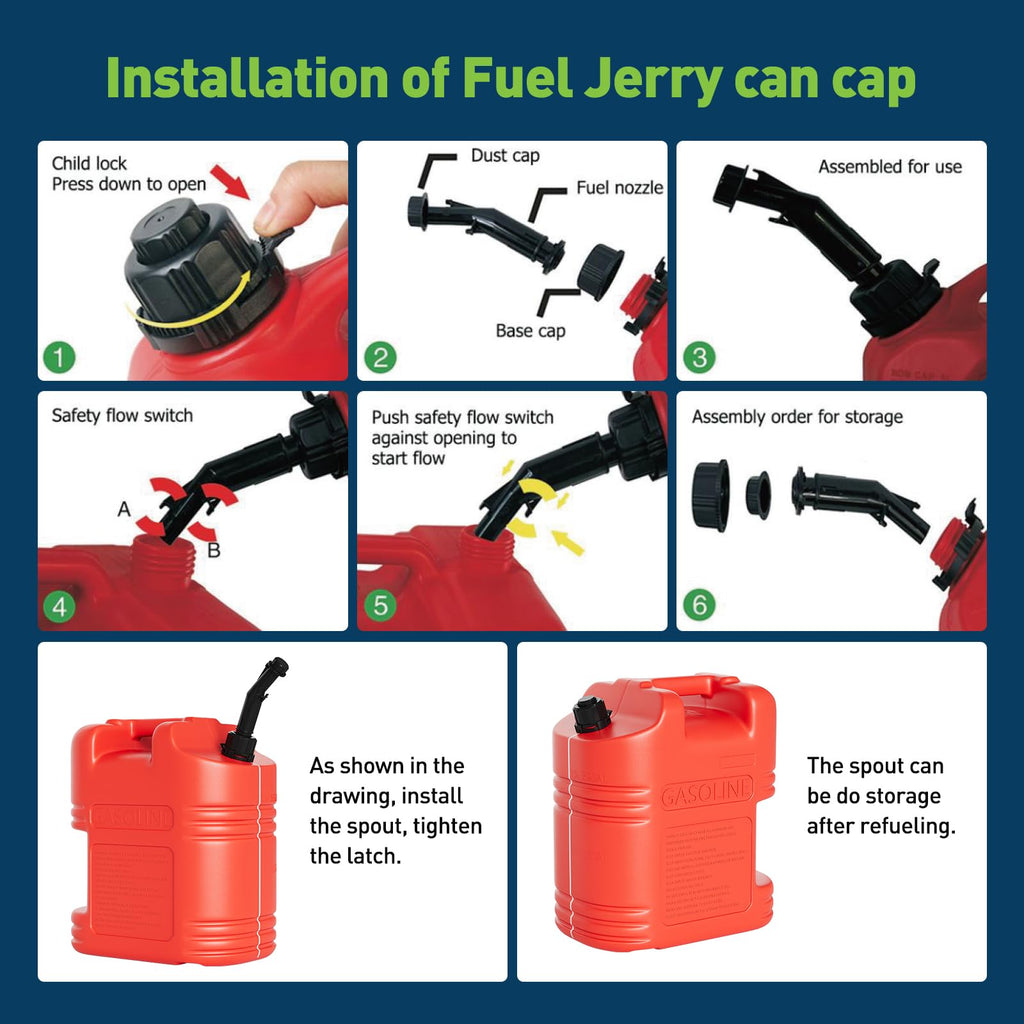 40L Portable Transfer Tank 5 Gal with L-Shaped Handle Red 4PC Q979441