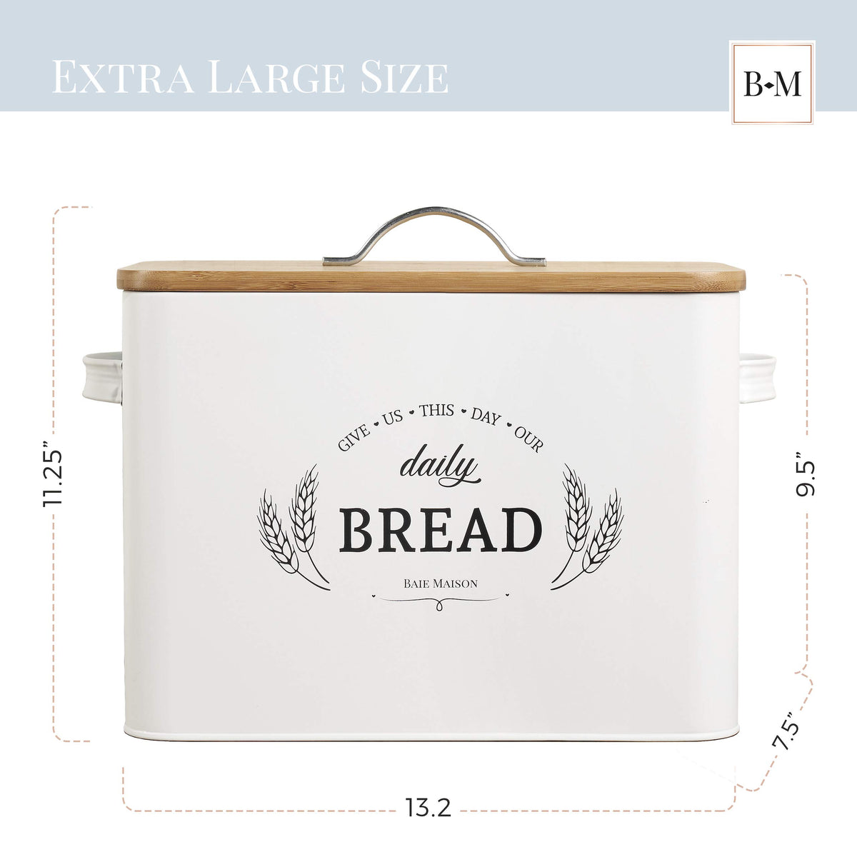 Extra Large White Farmhouse Bread Box with Canisters Set of 3 U848
