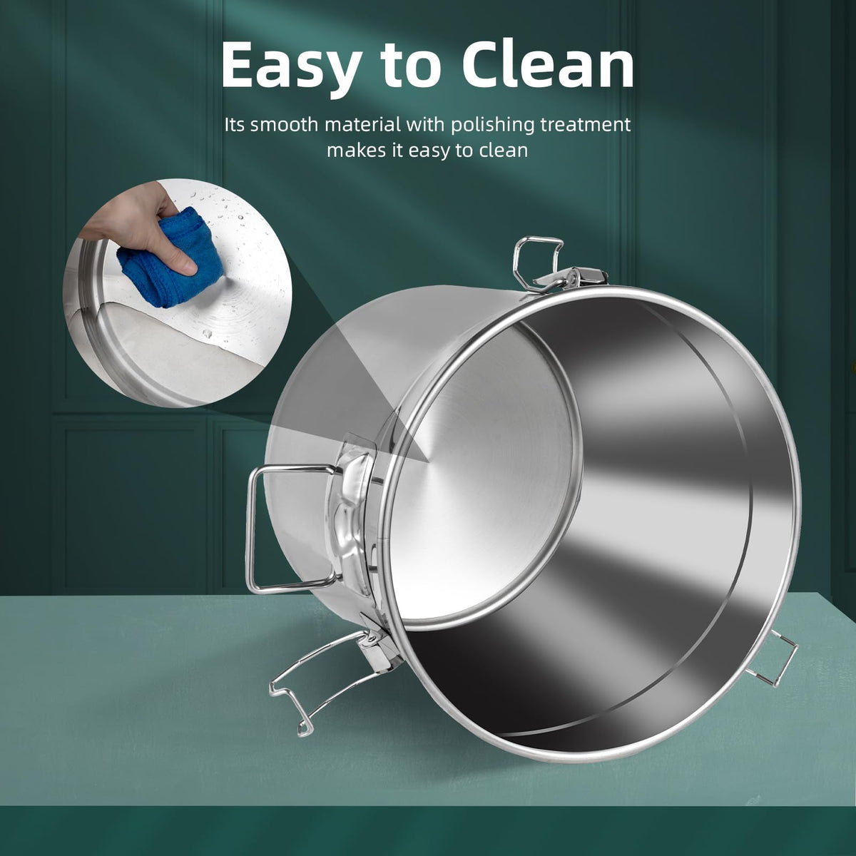 5.5Gal 304 Stainless Steel Airtight Container with Lid and Locking Clamp E523