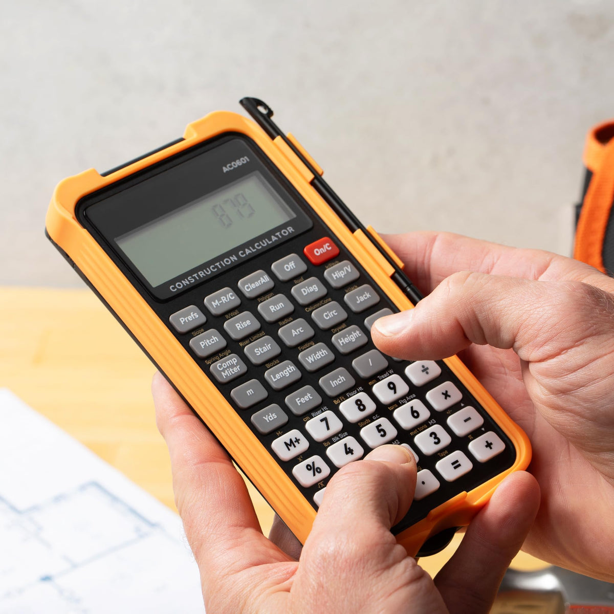 Construction Calculator with Writing Tablet, Feet Inch Fraction Q86662