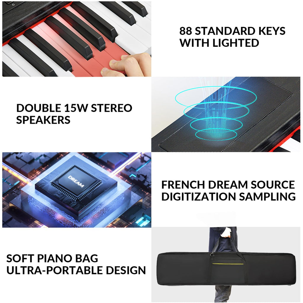 88 Key Semi Weighted Digital Piano with Stand V930
