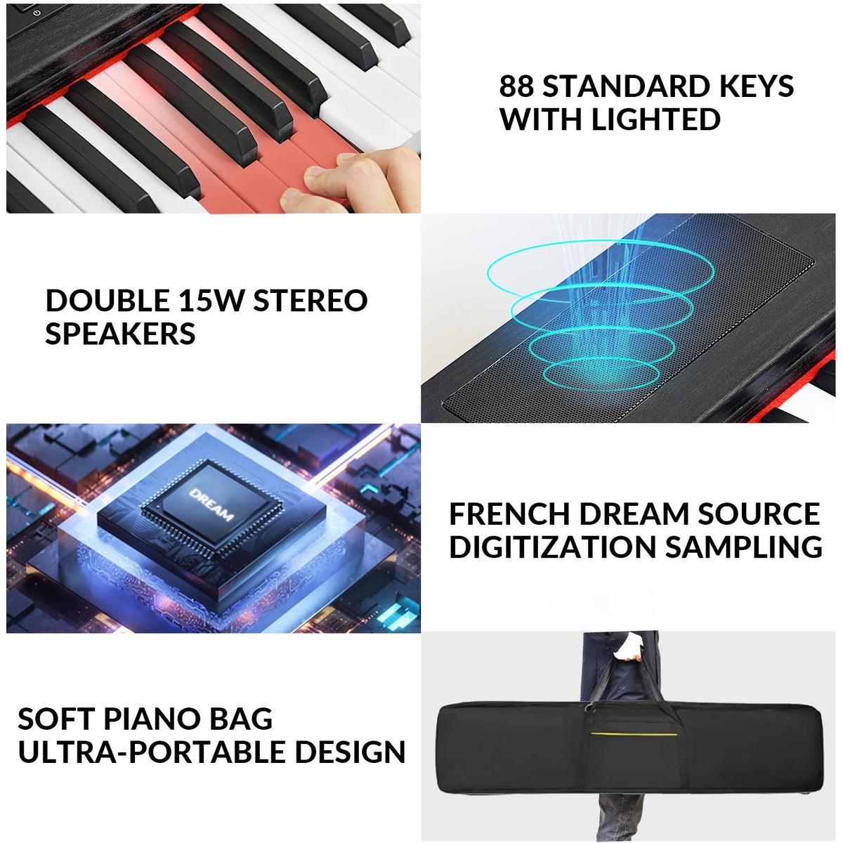 88 Key Semi Weighted Digital Piano with Stand V930