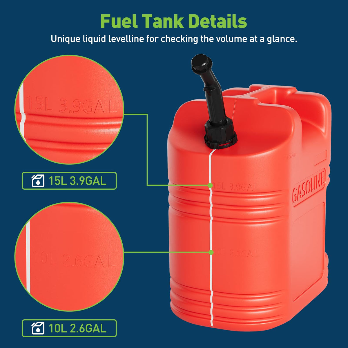 40L Portable Transfer Tank 5 Gal with L-Shaped Handle Red 4PC Q979441